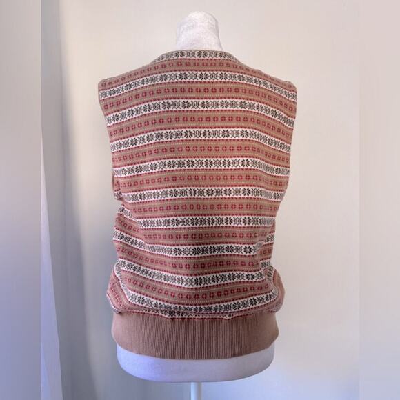 NWT Vintage ‘90s Liz Claiborne Brown Striped V-Neck Button Down Sweater Vest - Picture 4 of 6